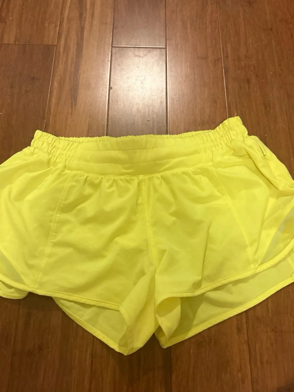 lululemon athletica Neon Yellow Hotty Hot Low Rise Shorts 2.5